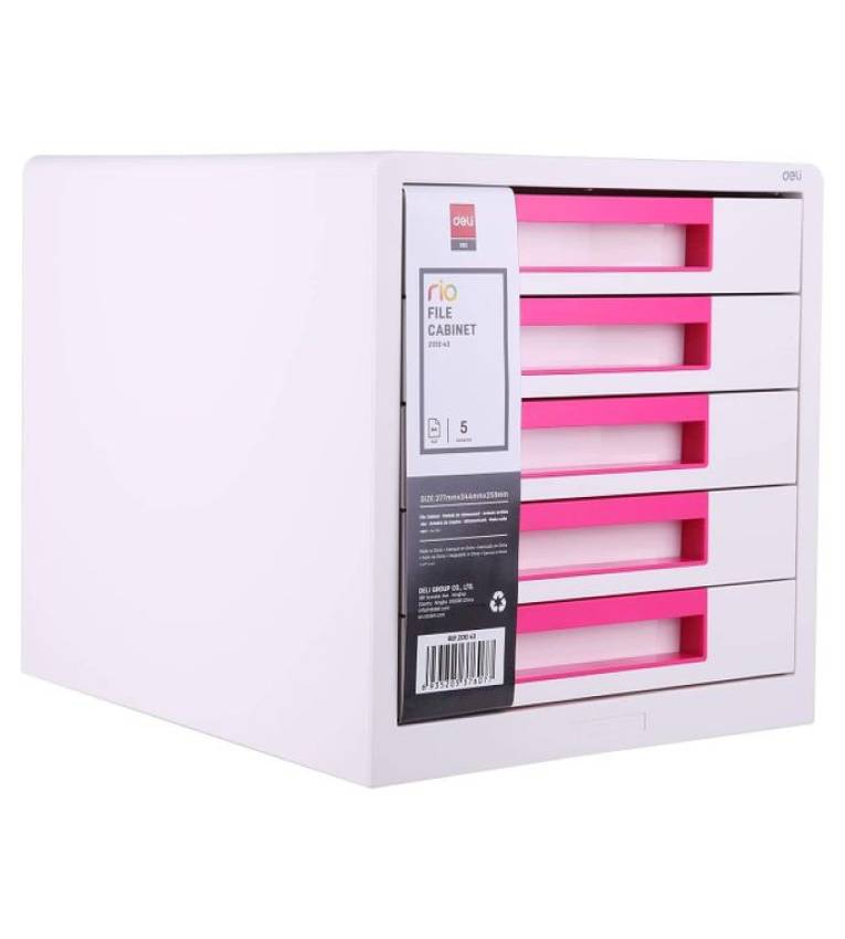 Classeur A4 5 Étages en Rose - Rangement Pratique pour Bureau